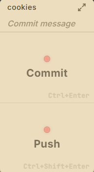 The Chinti panel: a repo name, a commit message field, and Commit and Push buttons.