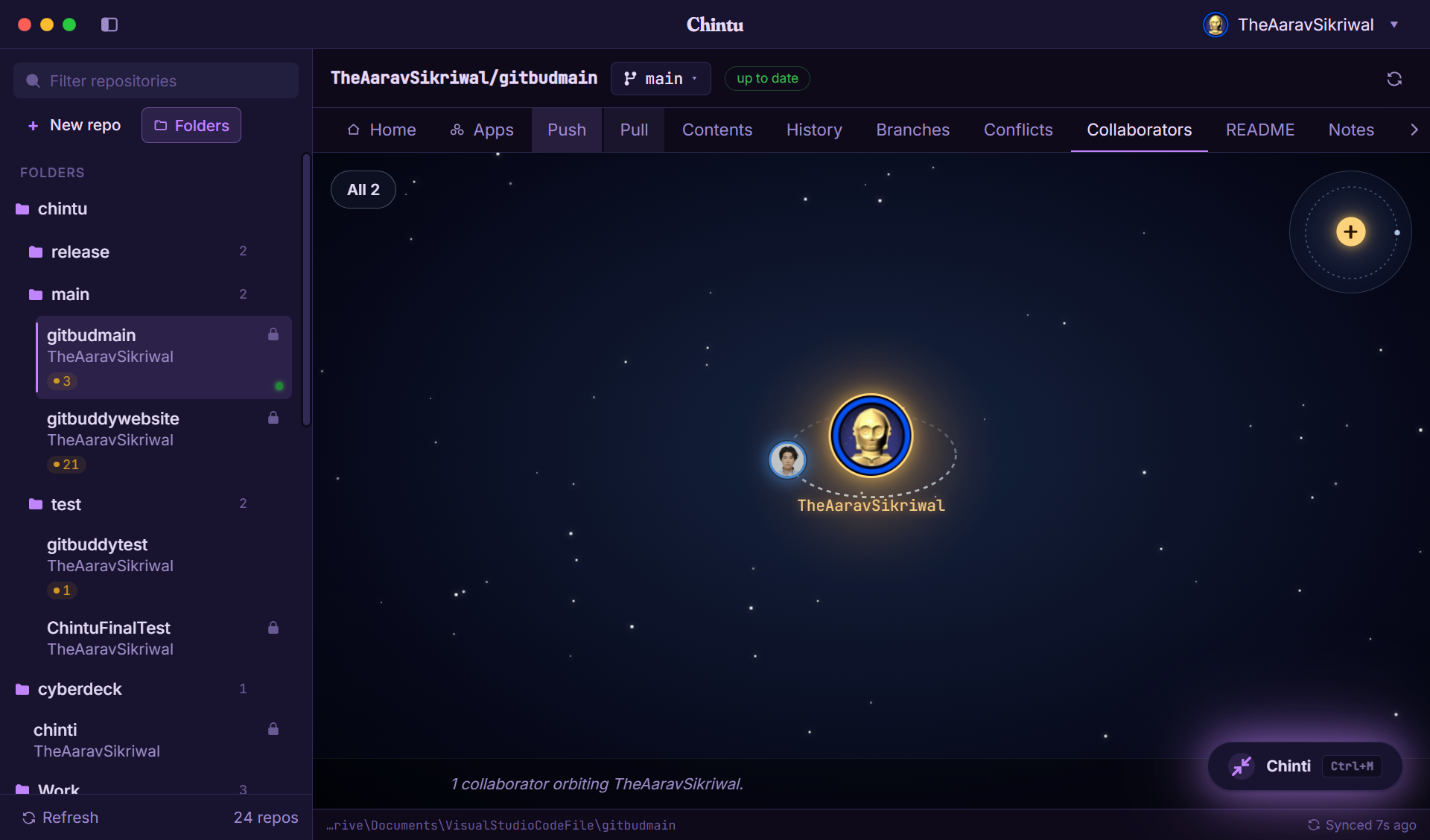 Chintu Collaborators view drawn as a constellation